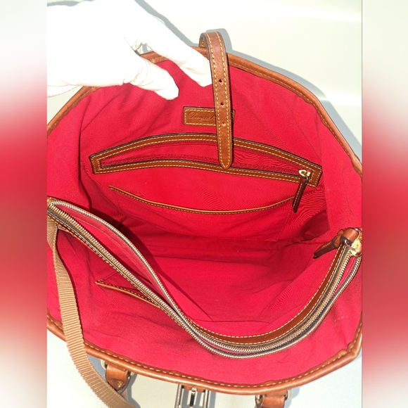 Brown LEATHER and Navy Canvass Men's Messenger Bag - Picture 7 of 16